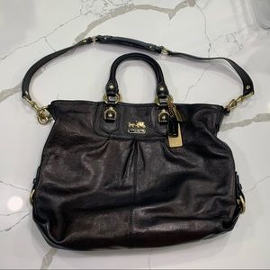 Coach black leather hobo bag